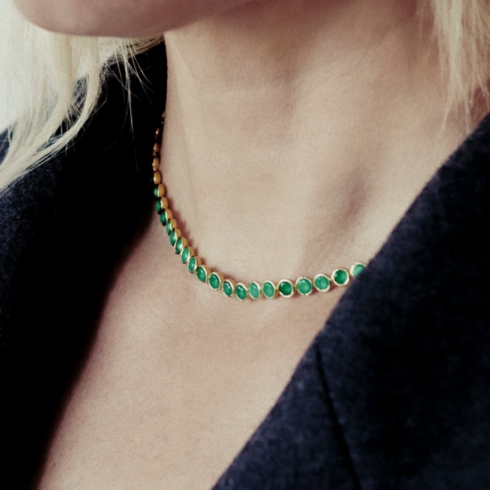 ‼️SOLD!!‼️Monica Vinader x Kate Young Green Onyx Tennis Necklace 18K Vermeil - Picture 10 of 13